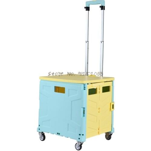 Grocery Shopping Cart, Small Cart, Portable Household Four-wheel Folding Shopping Cart, Large Capacity Trailer, Trolley Cart, Po
