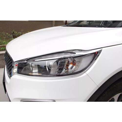 For KIA Sorento L 2015 2PCS ABS Chrome Car Front Headlight Fog Lamp Eyelid Eyebrow Cover Trims Car Styling Accessories