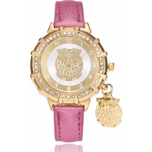 Luxury Women Watches Fashion Causal Women Quartz Wristwatch Ladies Bracelet Watches Relogio Feminino Owl Pendant Gift Clock Rose