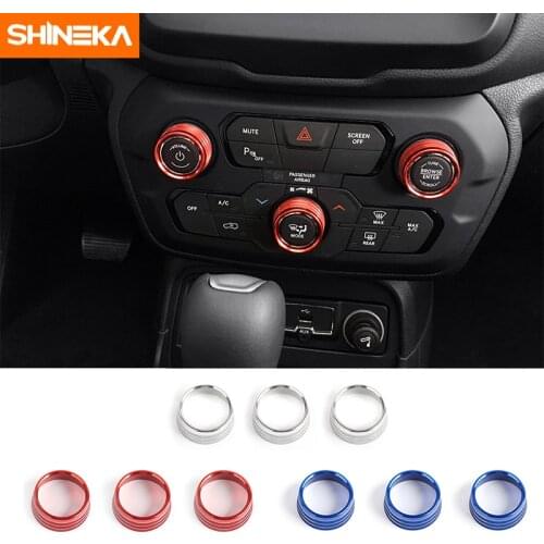SHINEKA Car Interior Air Conditioner AC Voice Volume Control Ring Knob Cover Trims for Jeep Renegade for 2018 Up
