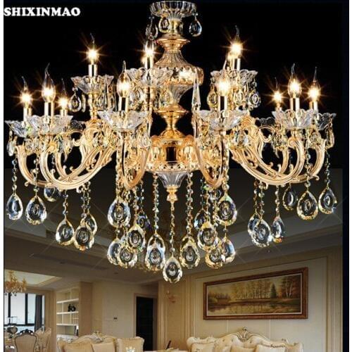 SHIXNIMAO Luxury Electric gold plating Crystal Chandelier 6Arm/8Arm/10Arm/15Arm Crystal lamp light