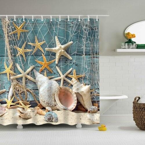 18 Patterns Waterproof Beach Forest Shower Curtain Polyester Bath Curtains 180*180/180*200 cm Bathroom Decoration with Hooks