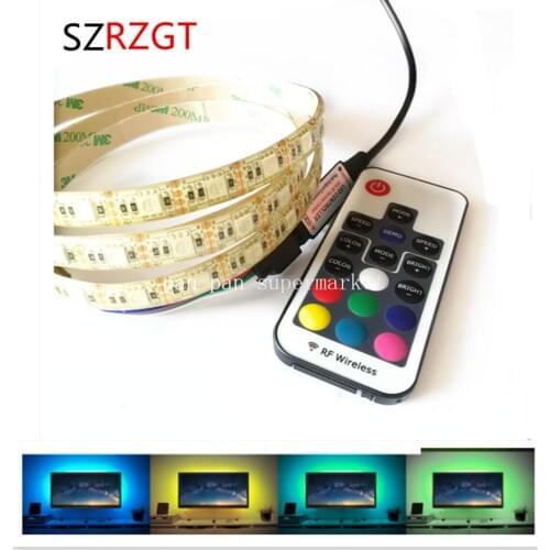 DC5V USB LED Strip 5050 Waterproof RGB LED Light Flexible 50CM 1M 2M add 3 17Key Remote For TV Background Lighting