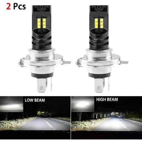 2pcs 6000K 12V 55W H4 LED Fog Lamp Bulb Waterproof White H4 Car LED Bulbs Canbus Headlight Fog Light Bulbs Car Accessories