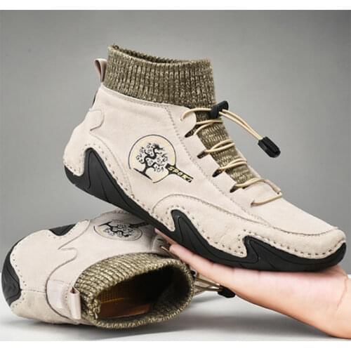 2021 Men Winter Boots Fashion Leather Boots Men Autumn Winter Snow Casual Shoes Men Outdoor Light Ankle Antislip Warm Zapatos