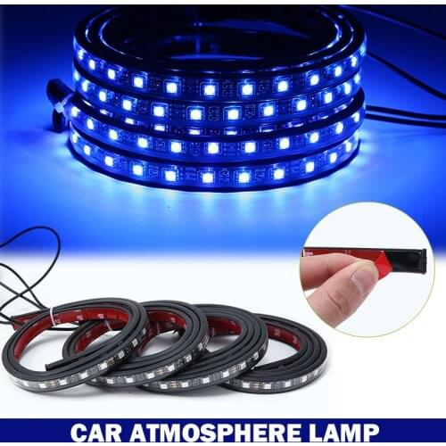4pcs 5050 SMD Colorful LED Strip Lights Phone App Control Under Car Tube Strip RGB LED Underglow Body Neon Light Kit