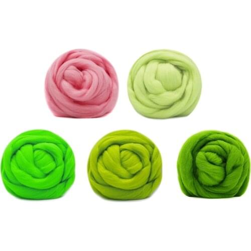 50g (10gx5 Colors) Wool Merino Roving 19 Microns Super Soft Natural Wool Merino Wool for Needle Felting Kit