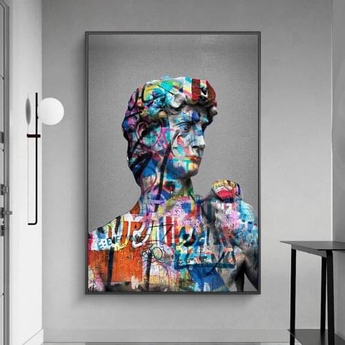 Abstract David Sculpture Canvas Painting Graffiti Art of David Poster and Print Wall Art Picture for Living Room Home Decoration