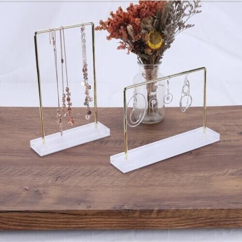 Acrylic metal necklace hanger stand jewelry shelf holder organizer display for bracelet hair accessories keychain trinket case