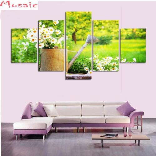 5pcs/set Diamond painting Cross Stitch,Diamond Embroidery,flowers landscape Christmas gift,Mosaic diamond,sticker,Home Decor