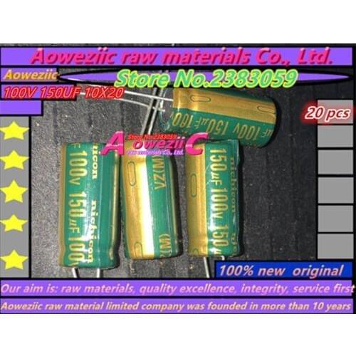 Aoweziic 20 PCS 100V 150UF 10X20 high frequency low resistance electrolytic capacitor 150UF 100V 10*20