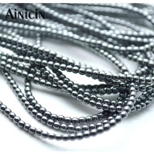 Black Natural Hematite 2~3mm Strand Loose Beads 38cm Fashion Tassel Making DIY Findings 20 Strands/lot