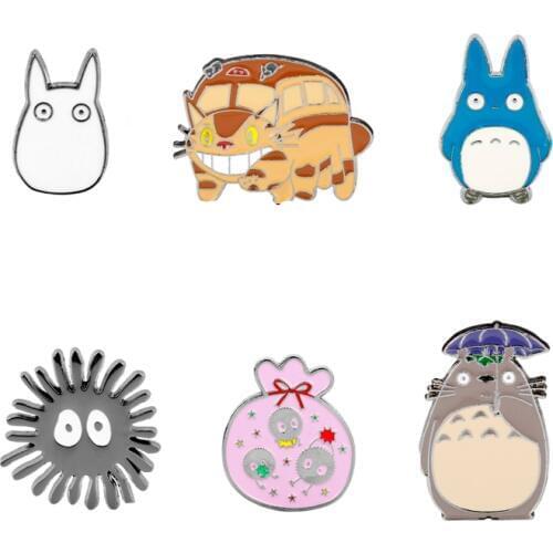 Dongsheng jewelry Anime Spirited Away Metal Pins Tonari no My Neighbor Totoro Brooches Fashion Lapel Pin Backpack Bag Badge Gift