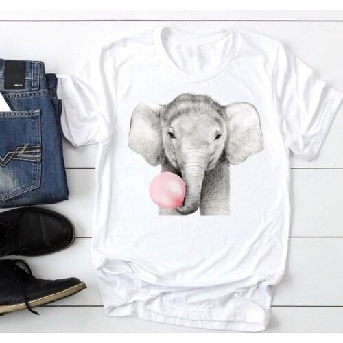 Women Elephant Funny Casual Sweet Vacation Fashion Cartoon Summer Graphic T Top Lady Print Tee Female Tshirts Clothes T-Shirt