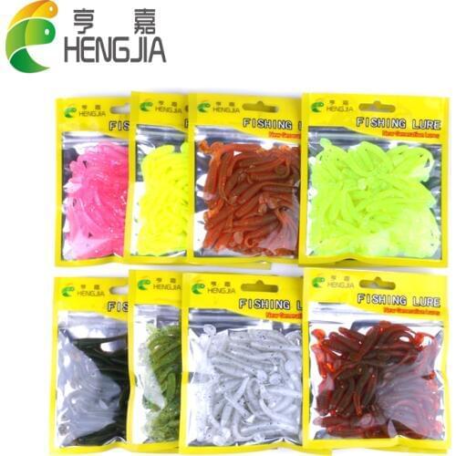 HENGJIA 50pcs soft rubber fishing lures worm grub shad swimbaits pike trout catfish pesca fishing tackles