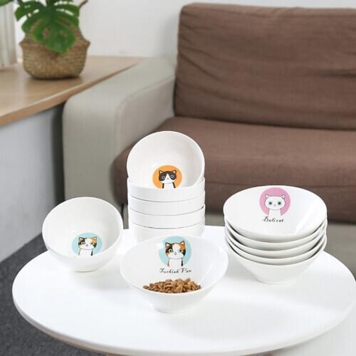 Pet Bowl Ceramic Protection Cervical Cat Bowl Water Food Feeder Dishes Dog Bowls Pet Supplies