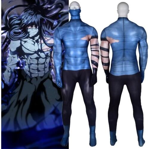 Hot Anime Bleach Mugetsu Ichigo Cosplay Costume Zentai Bodysuit Adults One-Piece Tight Suit Unisex Jumpsuits