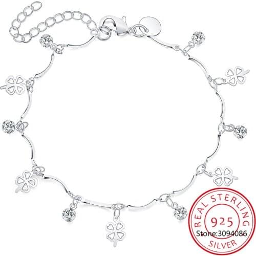 LEKANI 925 Sterling Silver AAA Zircon Clover Bracelet For Women Fashion Wedding Engagement Party Charm Jewelry