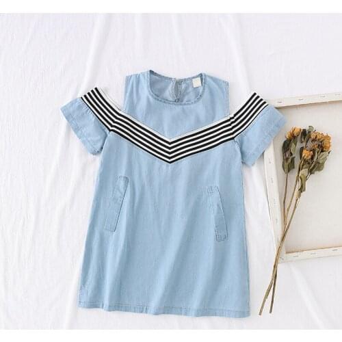 Summer New Girls Dresses 3-14 Years Children Sleeveless Dresses Denim Casual Outfits Cotton Girls Vestidos for Kids Clothes