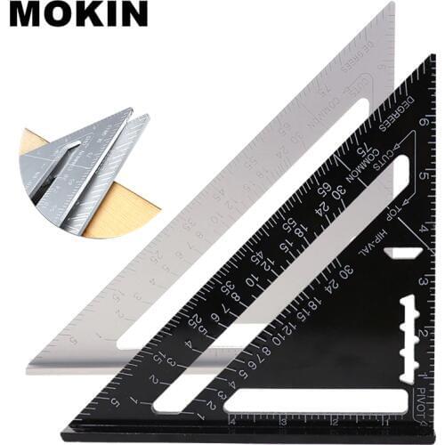 MOKIN 8''/200mm Triangle Ruler Aluminun Alloy Angle Ruler 90 Degree Protractor For Construction Artist Carpenter Measuring Tools