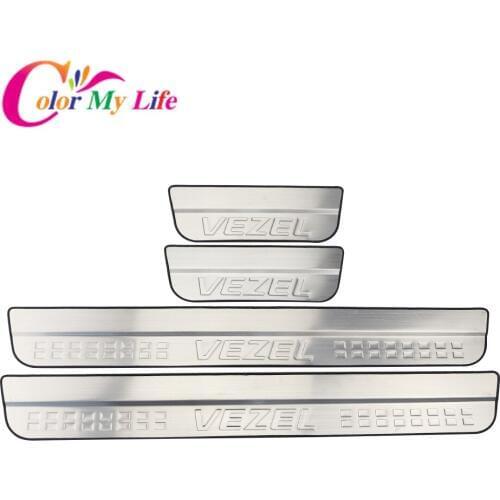 Color My Life Stainless Steel 4Pcs/Set Car Door Sill Scuff Plate for Honda Vezel HRV HR-V 2014 2015 2016 2017 2018 Accessories