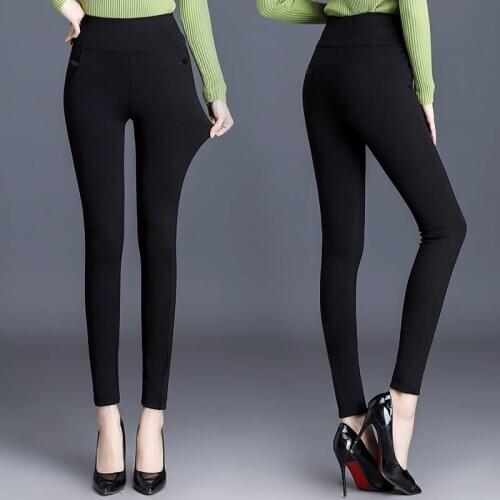 2020 New Fashion High Waist Autumn Winter Women Thick Warm Elastic Pants Quality M-5XL Trousers Tight Type Pencil Pants