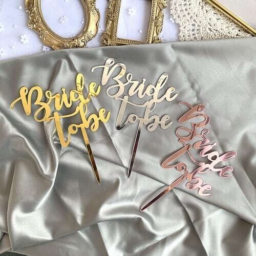 New Bride To Be Acrylic Cake Topper Wedding Gold Acrylic Cake Topper for Bridal Shower Engaged Wedding Party Cake Decorations