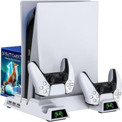 For PS5 Cooling Vertical Stand 2 Controller Charger Cooler Fan Game Storage For Playstation 5 Digital Edition/Ultra Console Base