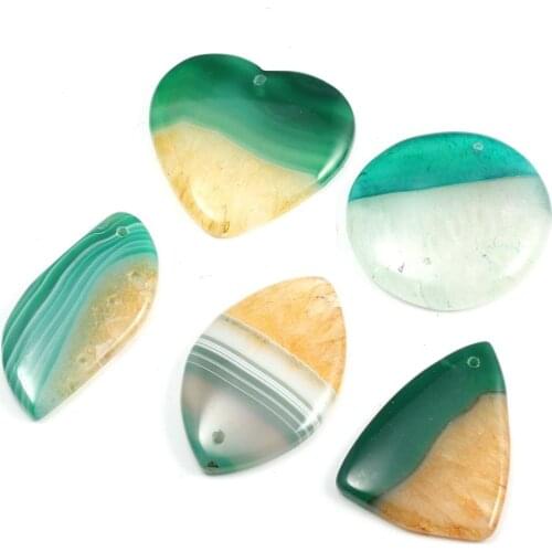 Natural Stone Pendants Heart Shape Reiki Heal Stripe Agates for DIY Trendy Necklace Jewelry Making Accessories Making