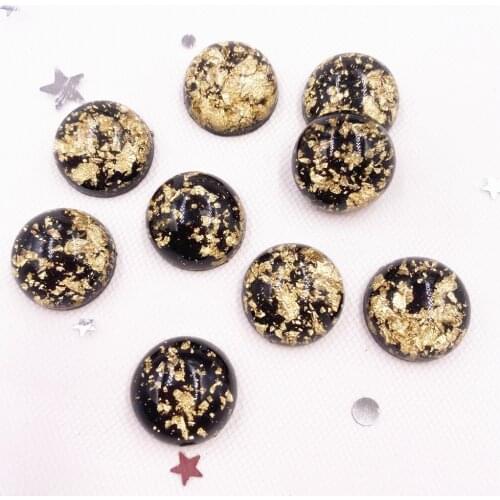 20Pcs 16mm Resin Glitter Filled Gold Foil Round Gem Flatback Cabochon Rhinestone Scrapbook DIY Wedding Ornaments SL048