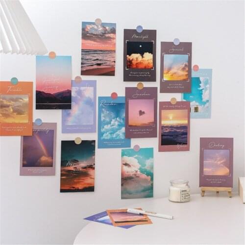 15Pcs Ins Style Beautiful Cloud with Letter Series Wall Sticker Literary Temperament Home Decoration Accessories for Living Room