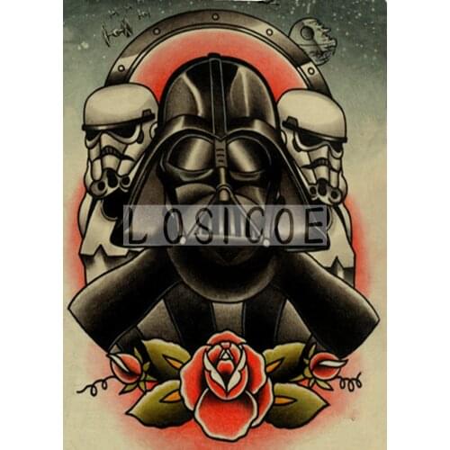 "Movie theme" Tattoo Design Manuscript Painting Wall Art Retro Kraft Poster Wall Sticker Barber Shop Home Decor