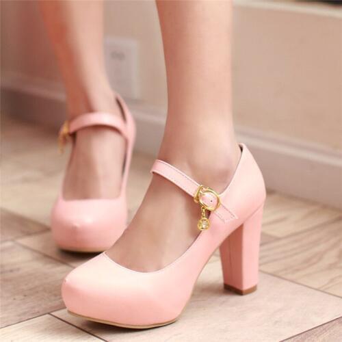 Mary Jane High Heels Platform Pumps Block Heel Women Shoes Round Toe Spring Pumps Office Dress Wedding Shoes Bridal Pink Green