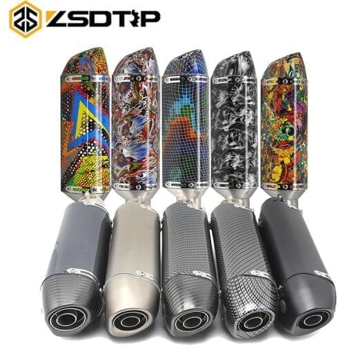 ZSDTRP Motorcycle Exhaust Universal Muffler Motorbike 51mm Inlet Exhaust For AK KTM DUCATI ATV R1 R3 R6