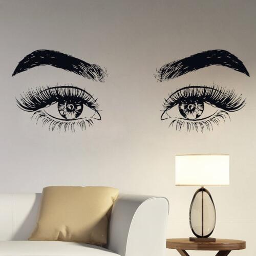 Eyes Vinyl Wall Decal Living Room Home Decor Microblading Make Up Wall Art Sticker for Beautiful Girls Eyelashes Eyebrows G06