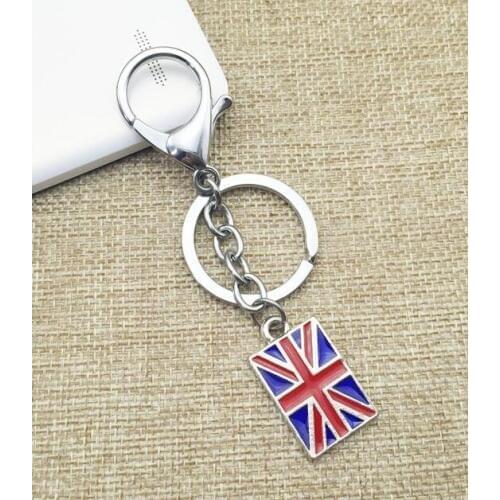 Vintage Silver Enamel British Flag Key Chain London UK Flag For Keys Car key Chains Gifts Handbag Bag Couple Key Ring Jewelry