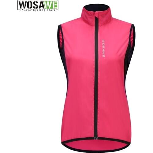 WOSAWE Women Windproof Cycling Vest Sleeveless Reflective MTB Bike Jacket Outdoor Sport Running Riding Quick-Dry Cycling Jacket