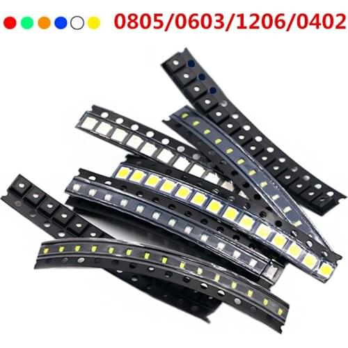 0603 0805 1206 0402 SMD LED Red Yellow Green White Blue Orange Light Emitting Diode