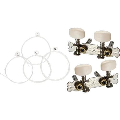 1 Set Nylon Ukulele Strings+2R2L Ukulele Tuning Pegs for Ukulele Uke Guitar Parts