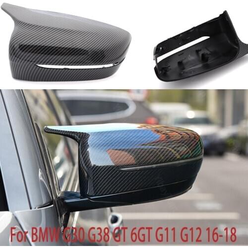 1 Pair Rearview Mirror Caps Carbon Fiber Look Replacement Side Mirror Cover for BMW G30 G38 GT 6GT G11 G12 2016 2017 2018