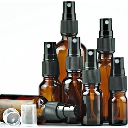 1PCS 5/10/15/20/30/50/100ml Portable Amber Glass Essential Oil Spray Bottles Mist Sprayer Container Travel Refillable Bottles