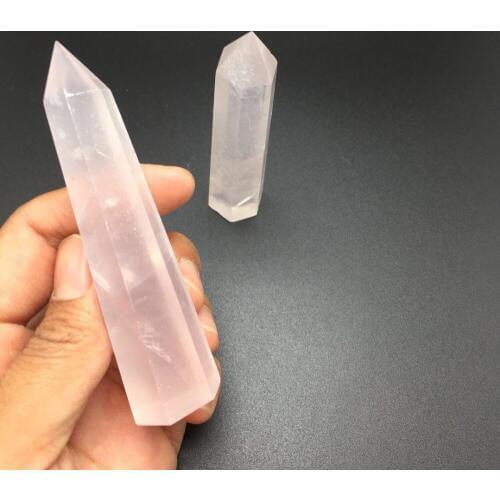 1pcs natural light pink rose quartz Crystal gemstone point meditation healing chakra crystal point wand as wedding return gift