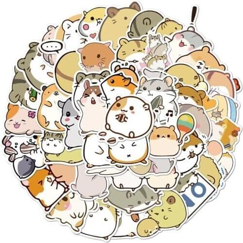 10/50PCS Cartoon Animal Little Hamster Stickers Pack for Scrapbook Stationery Laptop Phone Guitar Suitcase Girl Sticker Decal