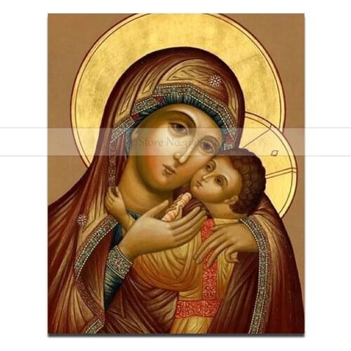 100% Handmade Urijk Frameless Oil Painting Virgin Mary Jesus Wall Art Orthodox Icon Religi Oil Painting Modular Painting