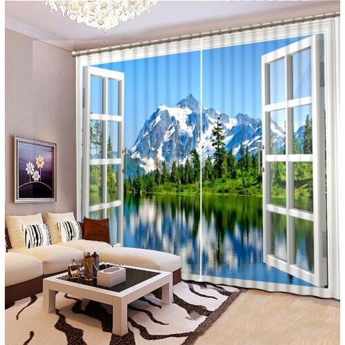 3D Window Curtain Foggy forest Luxury Blackout Living Room office Bedroom scenic curtains