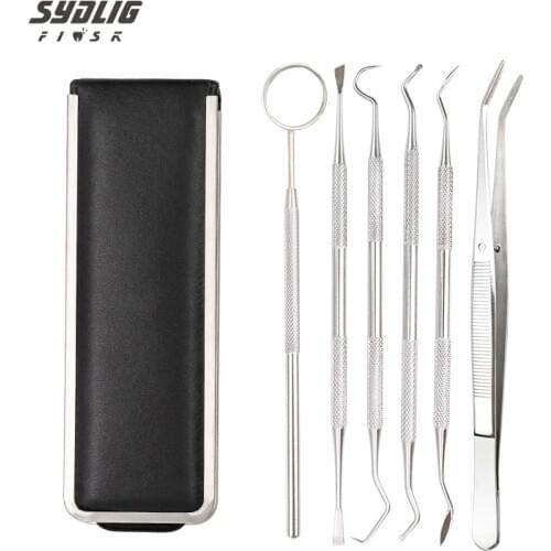 6 pcs/set stainless steel dental mirror Tweezer Sickle Tartar Scaler Teeth Pick Spatula scalers dentistry products dental tools