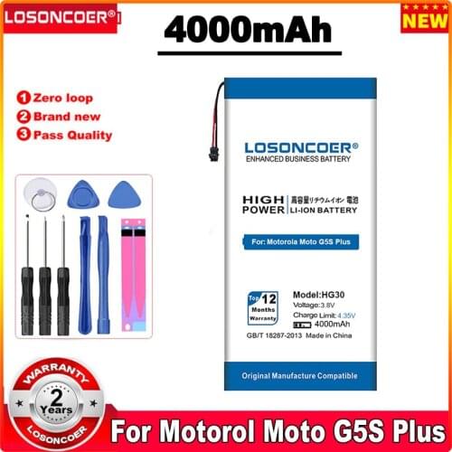 LOSONCOER 3900mAh HG30 Battery For Motorola Moto G5S Plus Battery Dual XT1791 XT1792 XT1793 XT1794 XT1795 XT1805 HG30