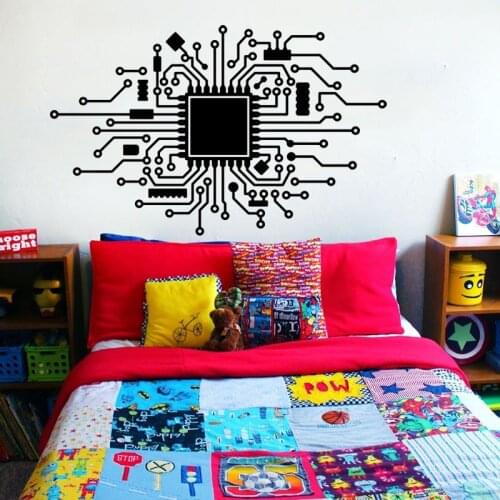 Large Cpu Circuit Board Geek Wall Sticker Classroom Kids Room Science Computer Hacker Gamer Wall Decal Bedroom Vinyl Decor