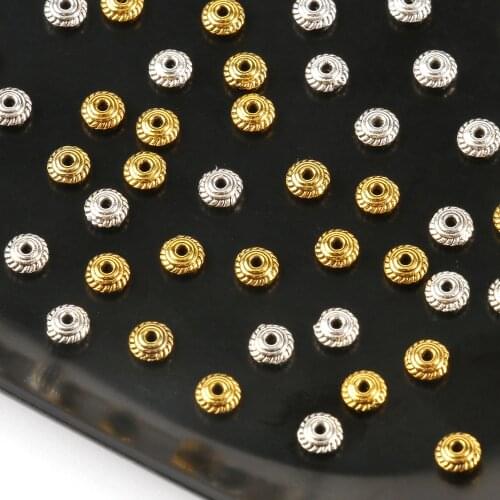 5*2mm Round Metal Alloy UFO Rondelle Loose Spacer Beads for Jewelry Making Supplies Handmade Diy Bracelet Necklace Accessories