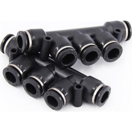 Black 1PC PKG series 5-way joint Pneumatic Quick Coupling Gas Pipe Plastic Connector